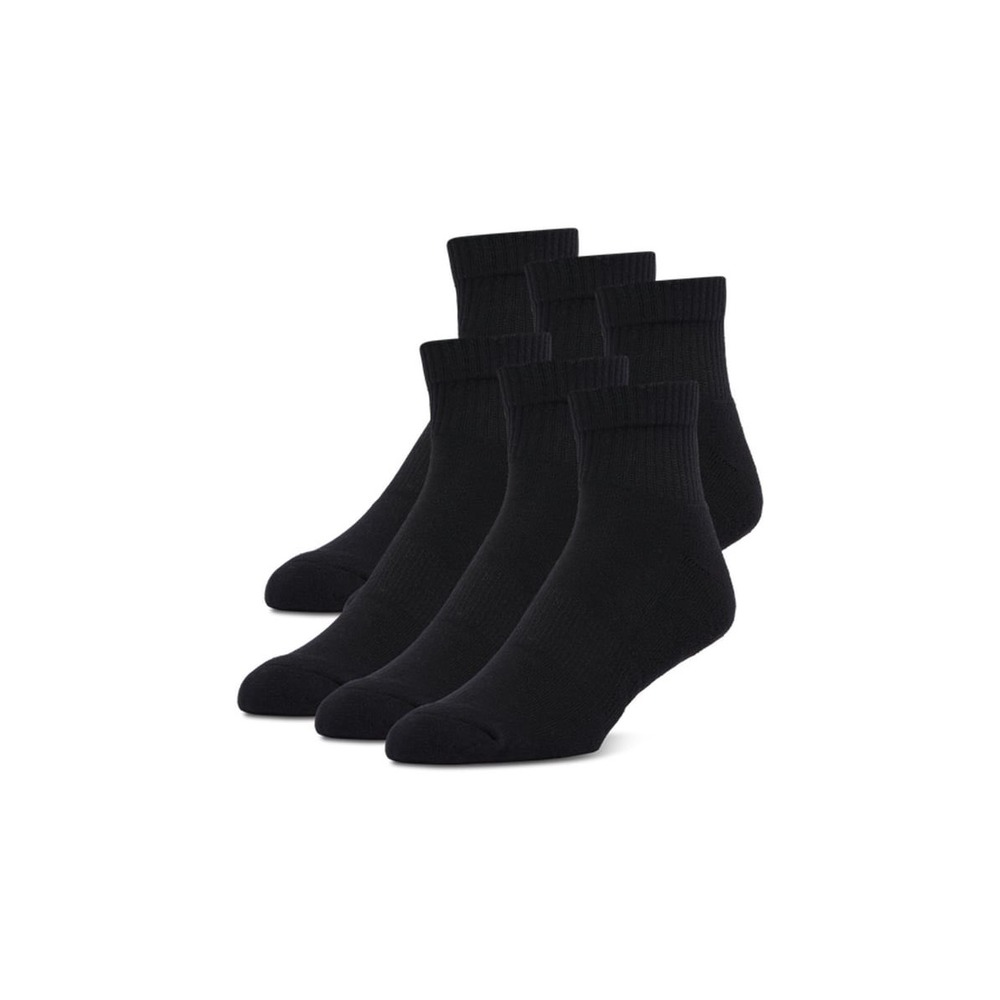 LCKR 6 Pack Half Cushion Quarter Athletic Socks Black Sz L NWT